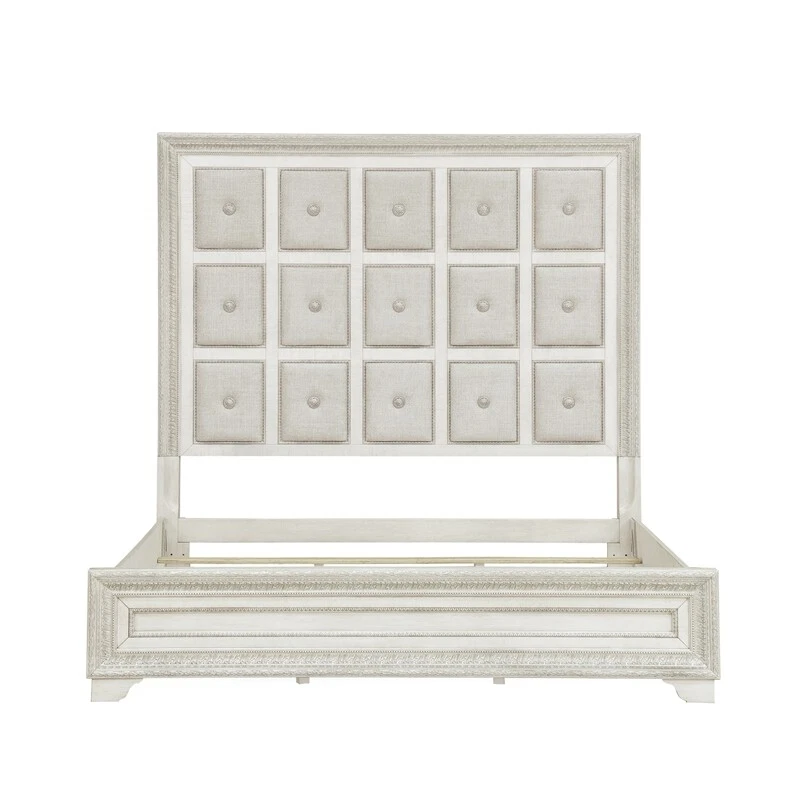 Cama tapizada de tela Camila Cal King en blanco de Pulaski Furniture Foto 2 de 4