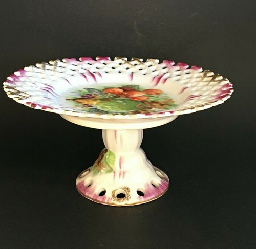 Pedestal Plate/Fruit Reticulated sides Purple & Gold trim J.B. Betson's China - Bild 4 von 10