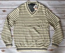 NAUTICA STRIPED V-NECK PULLOVER SWEATER BONE WHITE MENS SMALL NEW 89