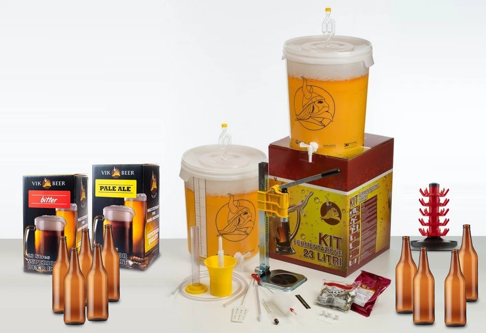 BEER&WINE KIT FERMENTAZIONE BIRRA IN CASA PLATINUM + 2 MALTI + BOTTIGLIE + SCOLABOTTIGLIE