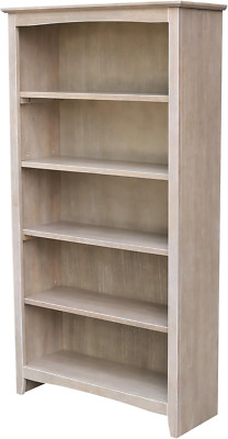 60'' Washed Gray Taupe Shaker Bookcase by International Concepts