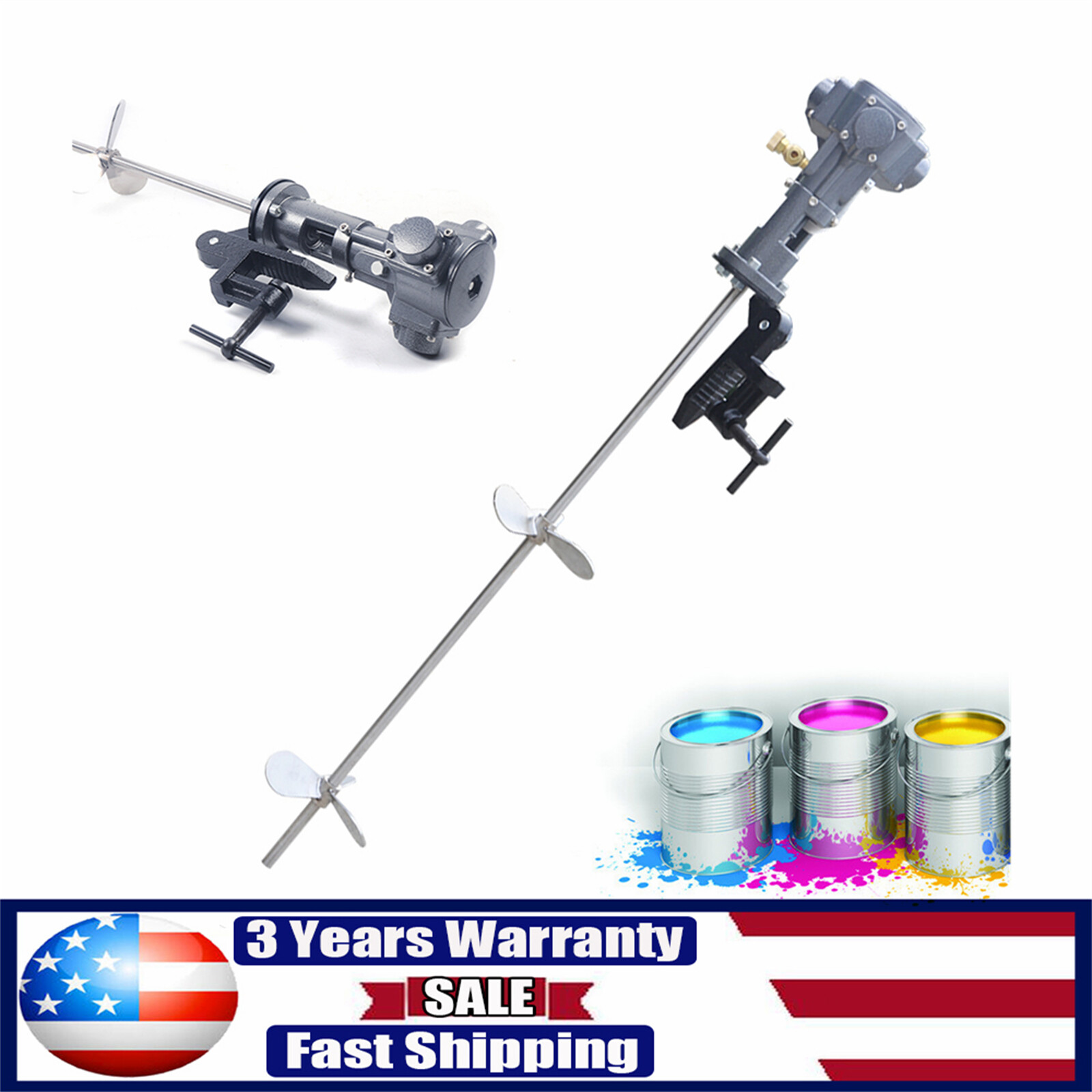 50 Gallon 1/2 HP Stainless Steel Mixing Tool Pneumatic Paint Bracket Mixer