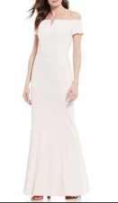 New Calvin Klein Off-The-Shoulder Crepe Gown Dress 12 Blossom Blush