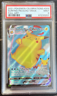 2021 Pokemon Celebrations Surfing Pikachu VMAX Full Art #009 - PSA