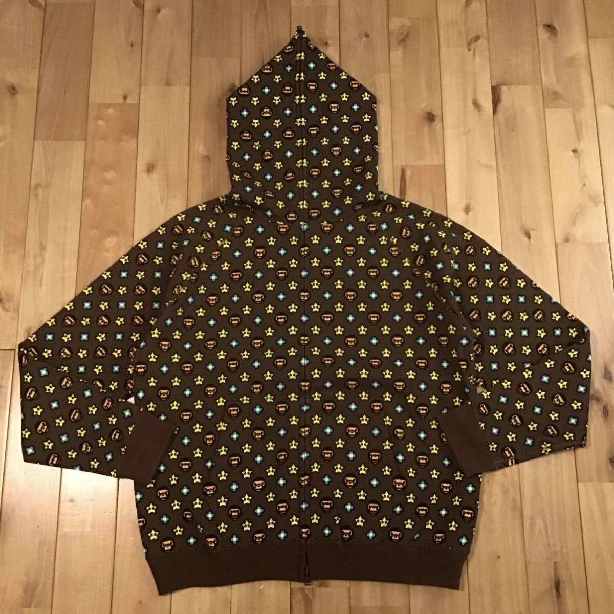 BAPE Milo monogram full zip hoodie a bathing ape NIGO Brown Size M