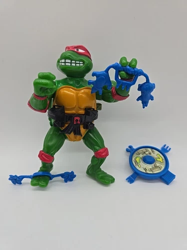 RARE VINTAGE 1989 TMNT WACKY ACTION BREAKFIGHTIN' RAPHAEL FIGURE 100% COMPLETE