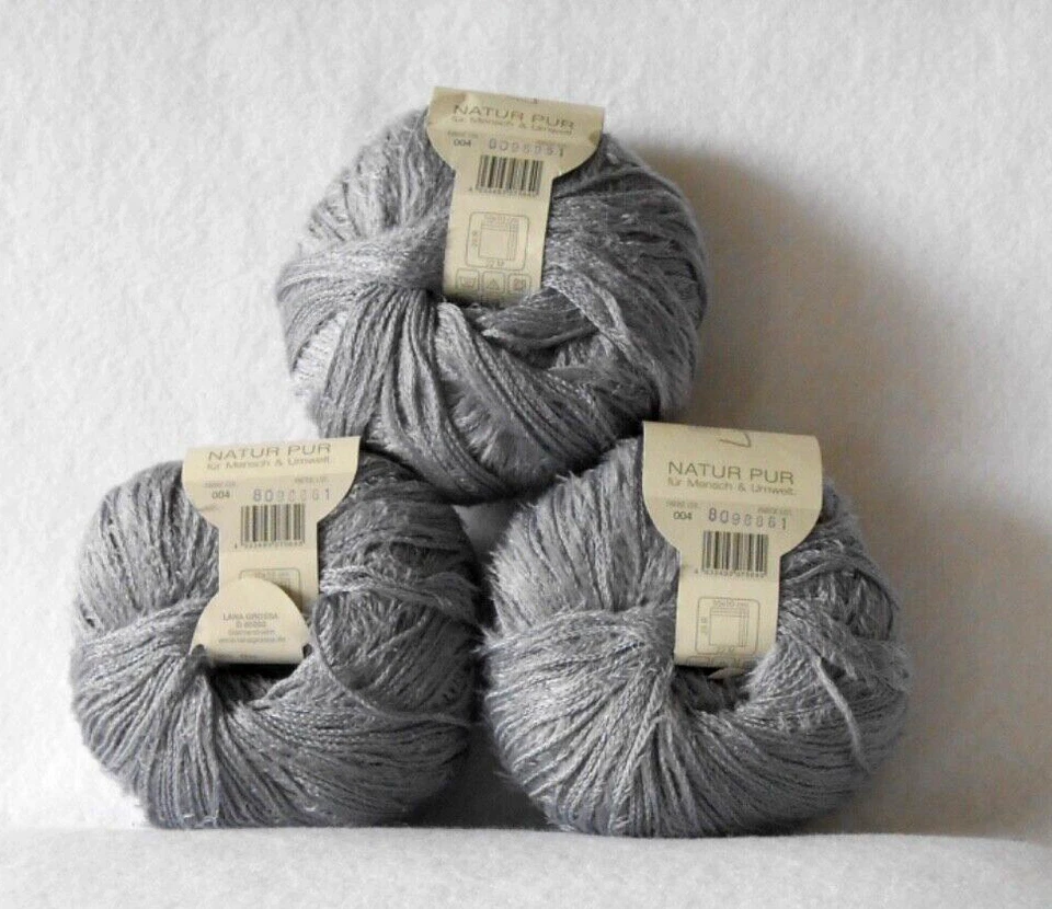 YARN - LANA GROSSA LINEA PURA TEMPRA PURPLE GRAY - LOT (3) - 50 GRAM BALLS - NEW - Image 2 of 2