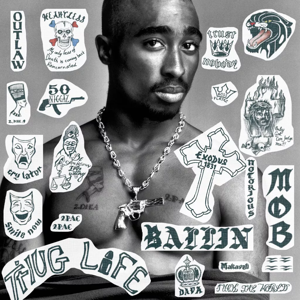 2Pac Temporary Tattoos FULL SET - 2Pac Temporary Tattoos / Tupac Shakur Tattoos