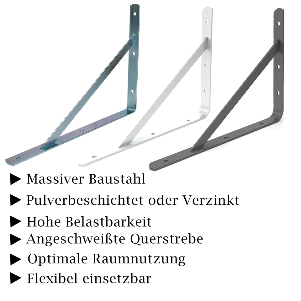 Schwerlastkonsole 10er Set - Regalwinkel Massiv Schwerlastträger für Wandregal - Bild 2 von 4