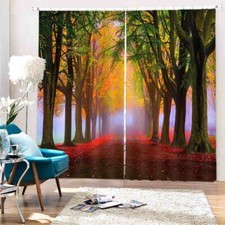 Simple Red Fog Leaves 3D Curtain Blockout Photo Printing Curtains Drape Fabric