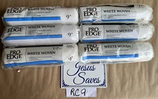 6- Linzer 9" Roller Cover 1/2" White Woven Nap All Purpose USA      Rc 102