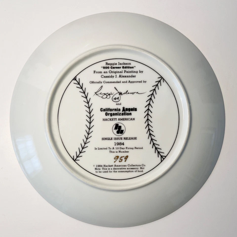 Vintage 1984 Reggie Jackson Hand Signed Collectible Plate, 500 Career Edition - Image 2 of 2