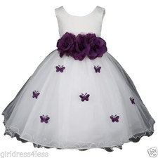 Ivory Butterfly Petals Halloween Princess Fairy Ruffled Girl Dress - Many Colors