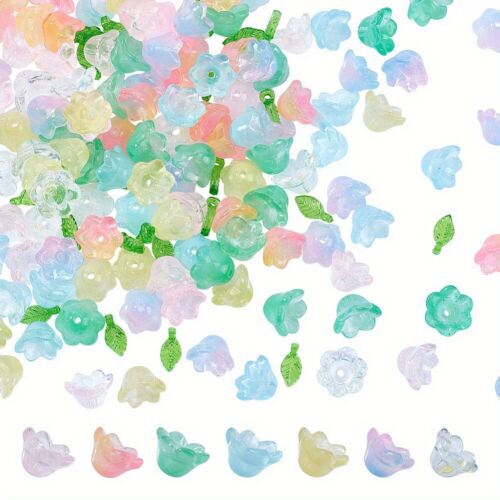 1box 240pcs Charms Jewelry Making Finding Kit Including Acrylic Leaf Charms Lily