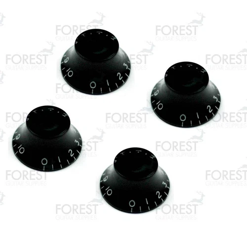 Gibson Epiphone® Bell Style Guitar Knob 4 Set Black / White Letters, Metric