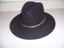 Beaver Company Midnight Black 100 Wool Felt 5XXXXX Western Hat Size 7 1/8