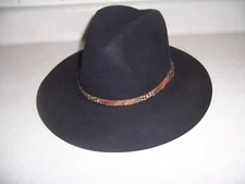 Beaver Company Midnight Black 100% Wool Felt 5XXXXX  Western Hat Size 7 1/8