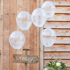 Luftballon Luftballons Konfetti wei&szlig; (5 St&uuml;ck) Hochzeit Geburtstag Deko