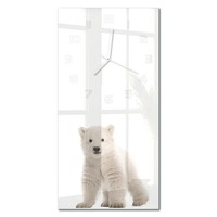 Wanduhr Aus GehäRtetem Glas Als Wanddekoration EisbäR WeißE Zeiger 30X60 Cm