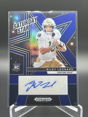 2025 Prizm Draft Picks Riley Leonard Saturday Star Signatures RC Blue Auto #/75