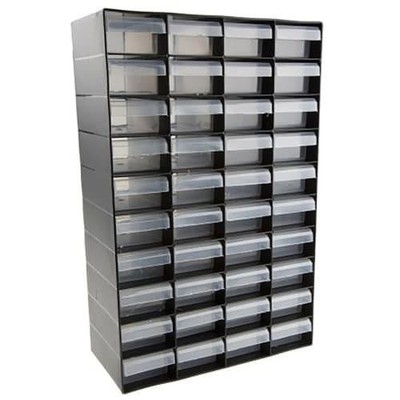 1PC RS PRO 8776812 Black Plastic Parts Storage Cabinet 40 Drawers 17 x 11 x