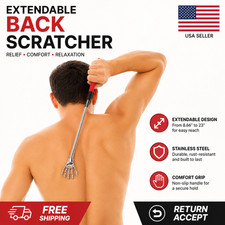 Extendable Back Scratcher Stainless Steel Telescopic Massage Tool Portable Pet