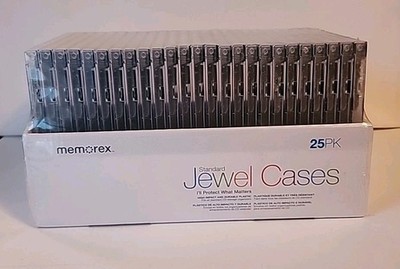 New Factory Sealed Memorex 25 Pk Standard Jewel Cases