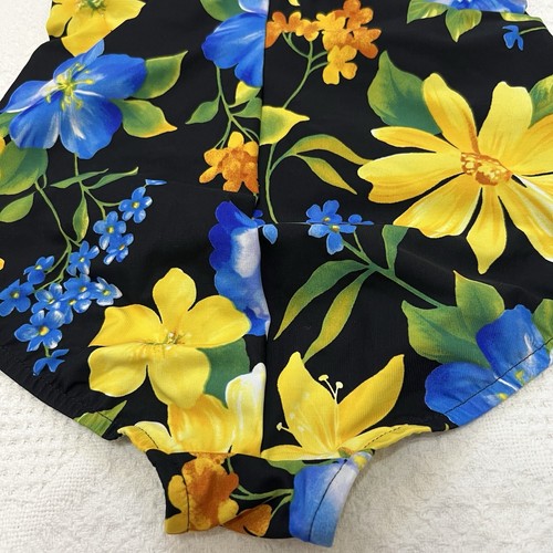 Miraclesuit schwarz gelb Blumen Einteiler Badeanzug Größe 12 gerafft Made in USA - Bild 10 von 14