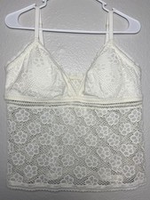 Aerie Women's White Ivory Lace Floral Camisole Tank Top XL Adjustable Strap
