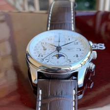 Longines Master Collection Moon Phase Automatic Chronograph Wristwatch Pristine 9