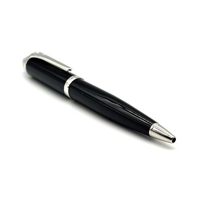 Vintage 2000s Cartier Black Lacquer & Silver Trim Ballpoint Pen