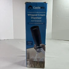 Castle Wiz Whipped Cream Dispenser 1 Pint Matte Black Professional Grade 3 Tips