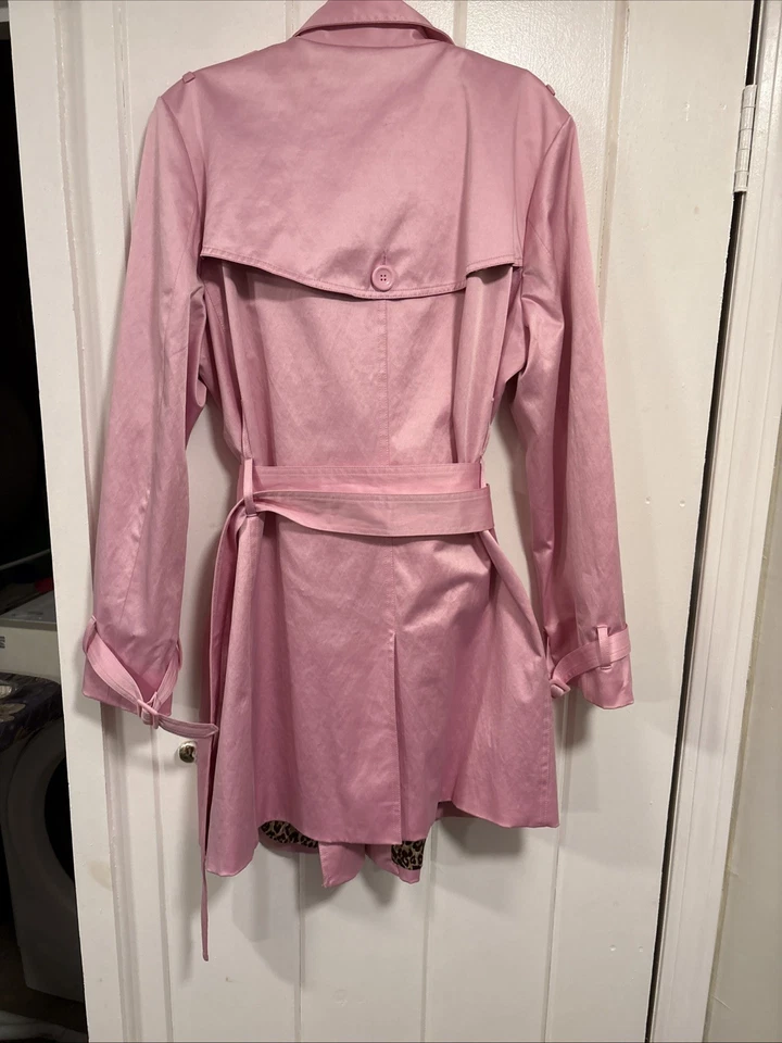 Gabardina Joan Rivers Rosa Leopardo Forrada Chaqueta Doble Pecho Vintage Talla L Foto 4 de 4