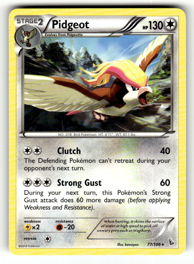 Pidgeot 77/106 Rare Flashfire Pokemon Lightly Played