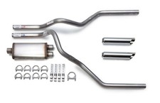 2002-2003 Dodge Ram Dual Exhaust Kit Performance Stainless Muffler Chrome Tips