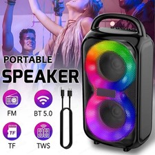 2500W Dual 3" Bluetooth Speaker Deep Bass Portable Party Sound System w/ Lights