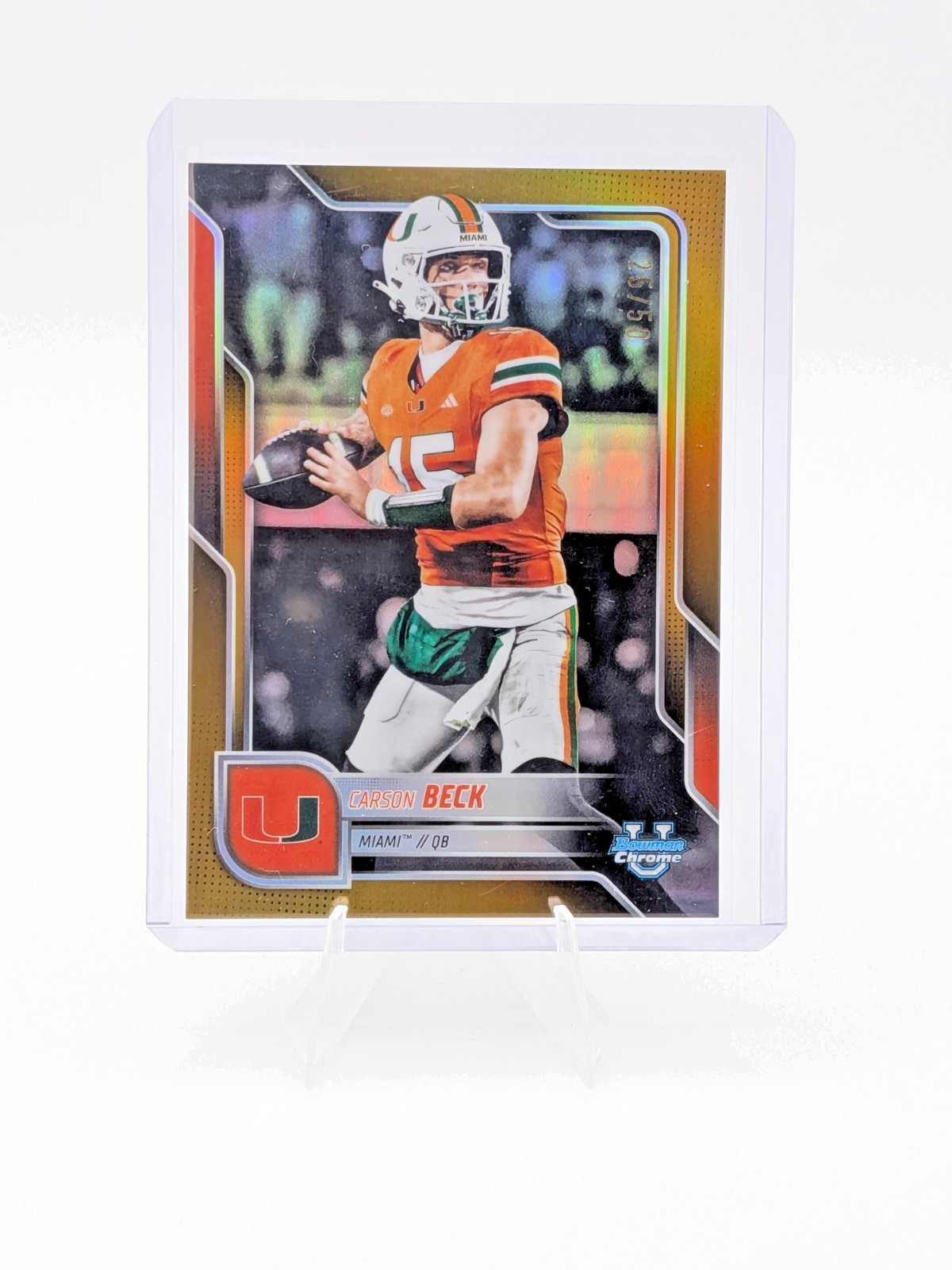 2025 Bowman U Chrome Carson Beck True Gold Refractor /50 Card No. 138
