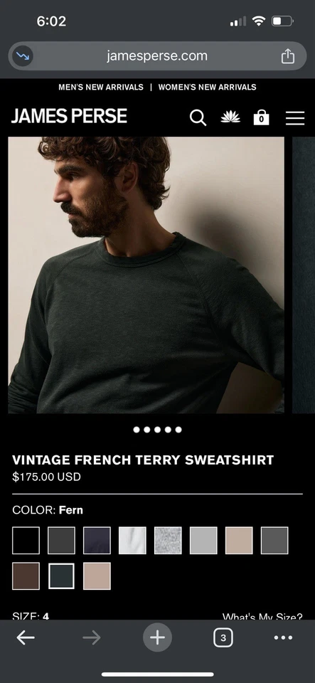 James Perse Vintage French Terry Sweatshirt - Fern - Size 2 (medium) NWT - Image 4 of 4