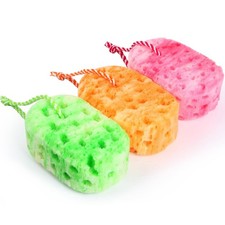 3 Pcs Bath Shower Sponge for Woman Man 1 Count Pack of 3 , Blue Green Pink