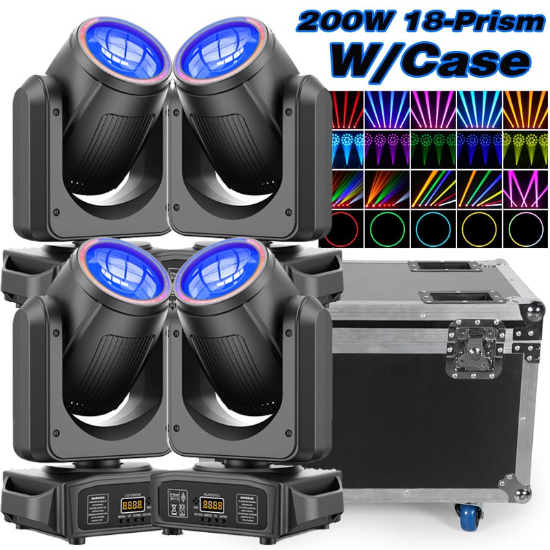 200W LED 18Prism Moving Head Light DMX Gobo Beam Stage Spot Lighting DJ Disco