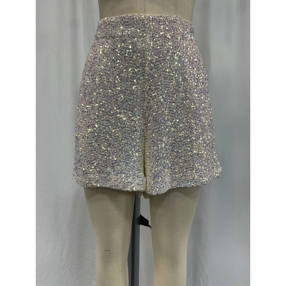 Pantalones Cortos Karen Millen 'Lentejuelas' Blanco Poliéster Talla 10 Foto 2 de 4