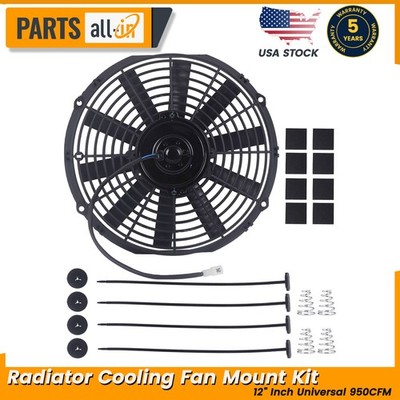 12'' Inch Slim Push Pull Electric Radiator Cooling Fan Mount Kit Universal 950CFM