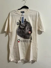 Vintage:  NOS Bouvier Des Flandres Dog  M White Single Stitch Screen Stars Best.