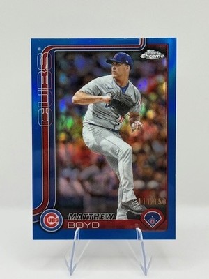 🔥 Matthew Boyd Blue Refractor  # /150 2025 Topps Chrome Cubs SN #USC184 SP