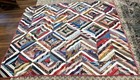 Crazy Quilt Made From Vintage Multi Color Ties Size 94x95  Handmade See Photos
