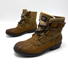 Ugg Cecile Waterproof Duck Boots Brown Leather Women's Size 6