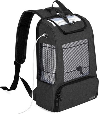 Versatile Black Backpack for Oxygen Units with Mesh Panels for Heat Dissipation