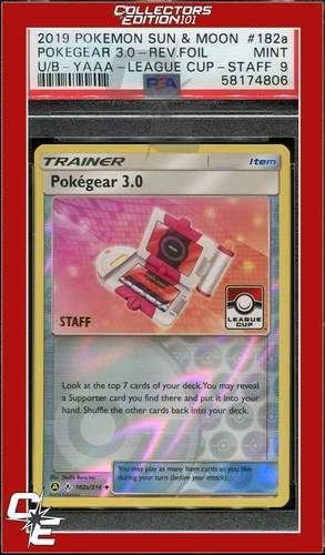 Unbroken Bonds 182a Pokegear 3.0 Reverse Holo League Cup STAFF PSA 9