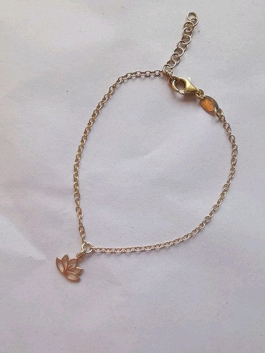 Sterling Silver Gold Overlay Lotus Flower Bracelet. R24L - Picture 2 of 3