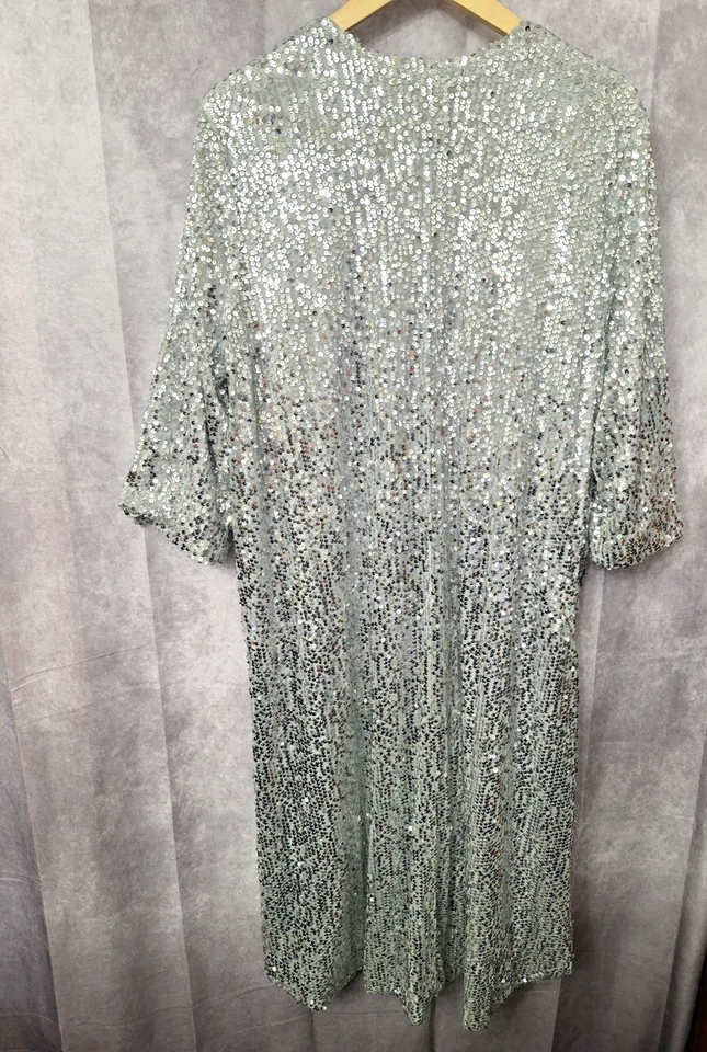 Кардиган Torrid с блестками размер 1 XL длинный открытый передний серебристый праздничная вечеринка блестящий - Изображение 4 из 4